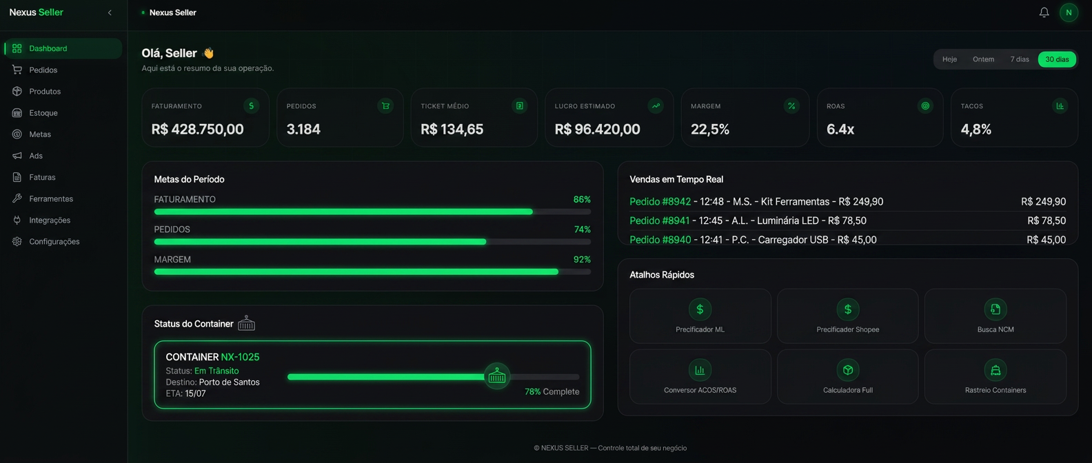 Interface do NexusSeller